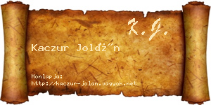 Kaczur Jolán névjegykártya