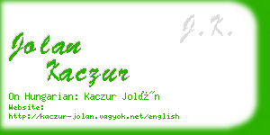 jolan kaczur business card